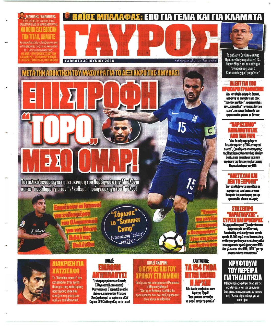 Οπισθόφυλλο εφημερίδας Κόκκινος Πρωταθλητής 15/09/2026