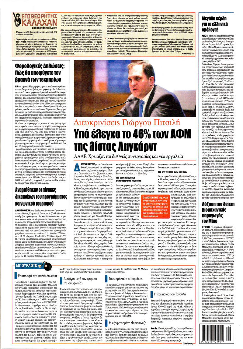 Οπισθόφυλλο εφημερίδας Kontra News 26/09/2026