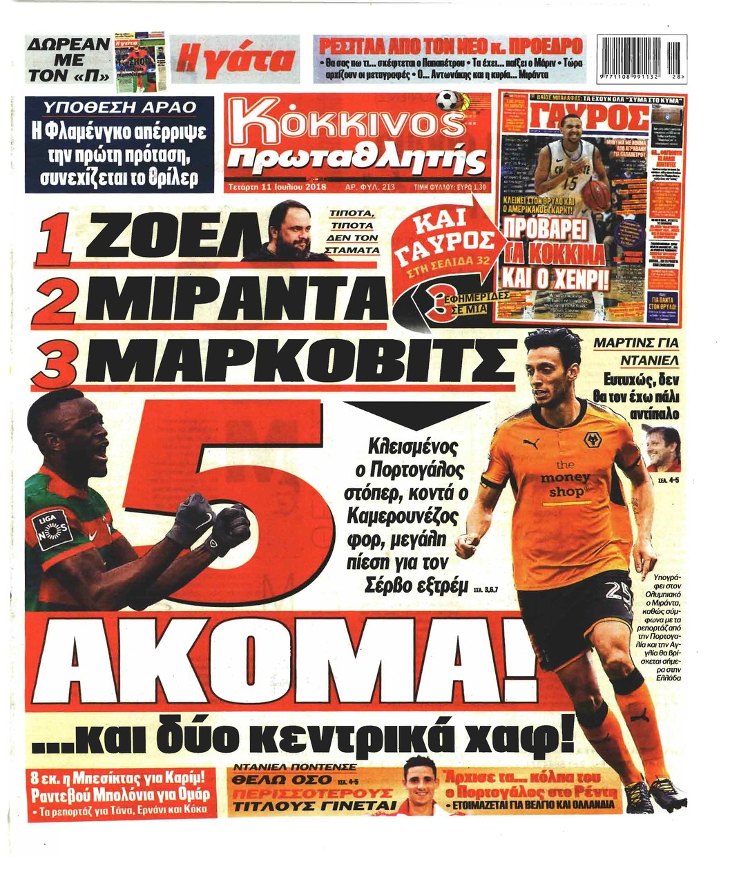 Πρωτοσέλιδο εφημερίδας Κόκκινος Πρωταθλητής 26/09/2026