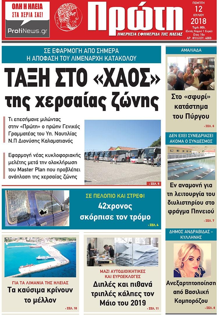 Πρωτοσέλιδο εφημερίδας Πρώτη