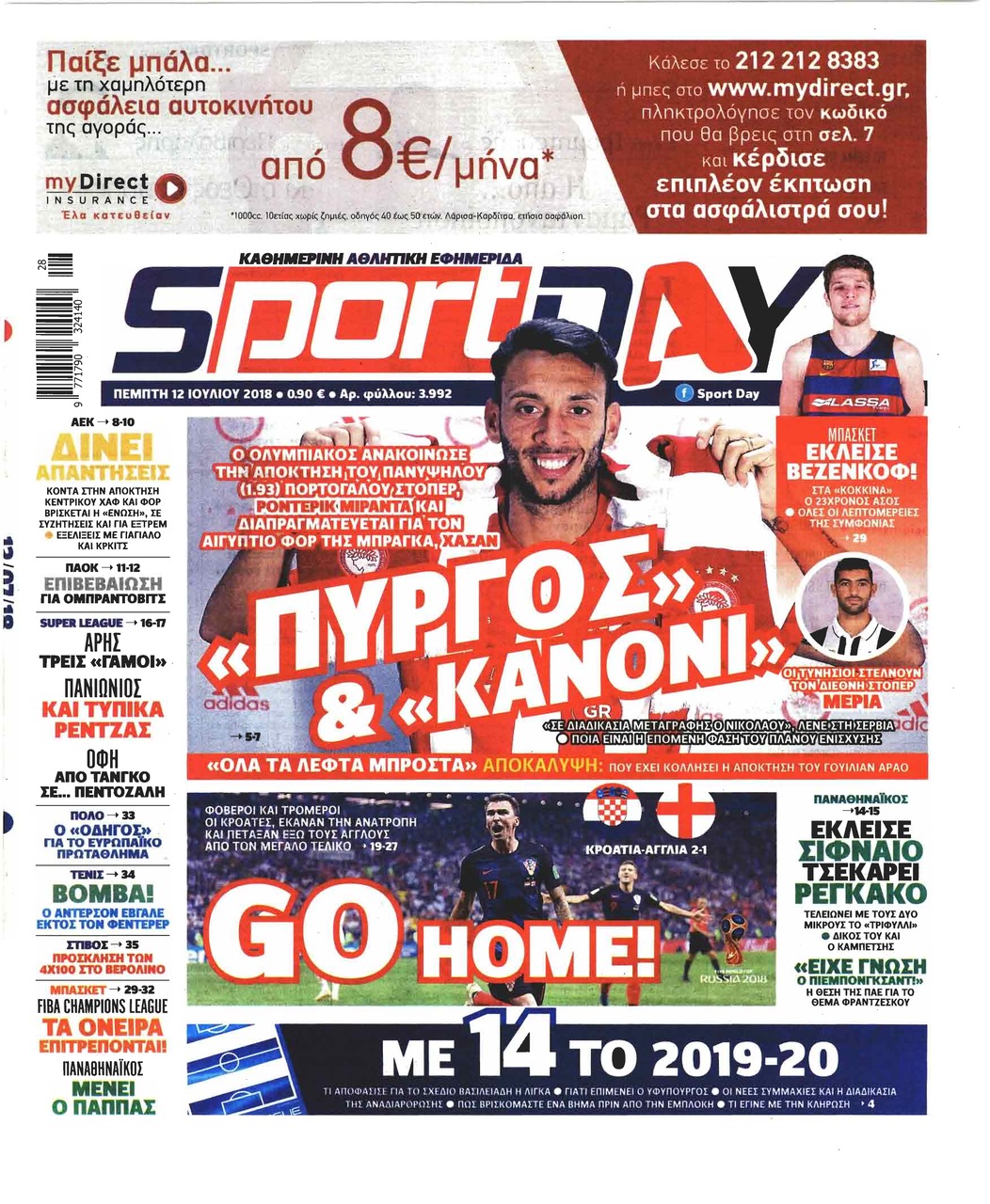 Πρωτοσέλιδο εφημερίδας Sportday