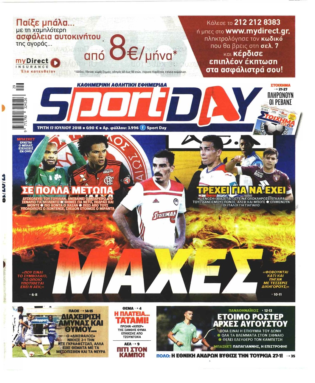 Πρωτοσέλιδο εφημερίδας Sportday 02/10/2026