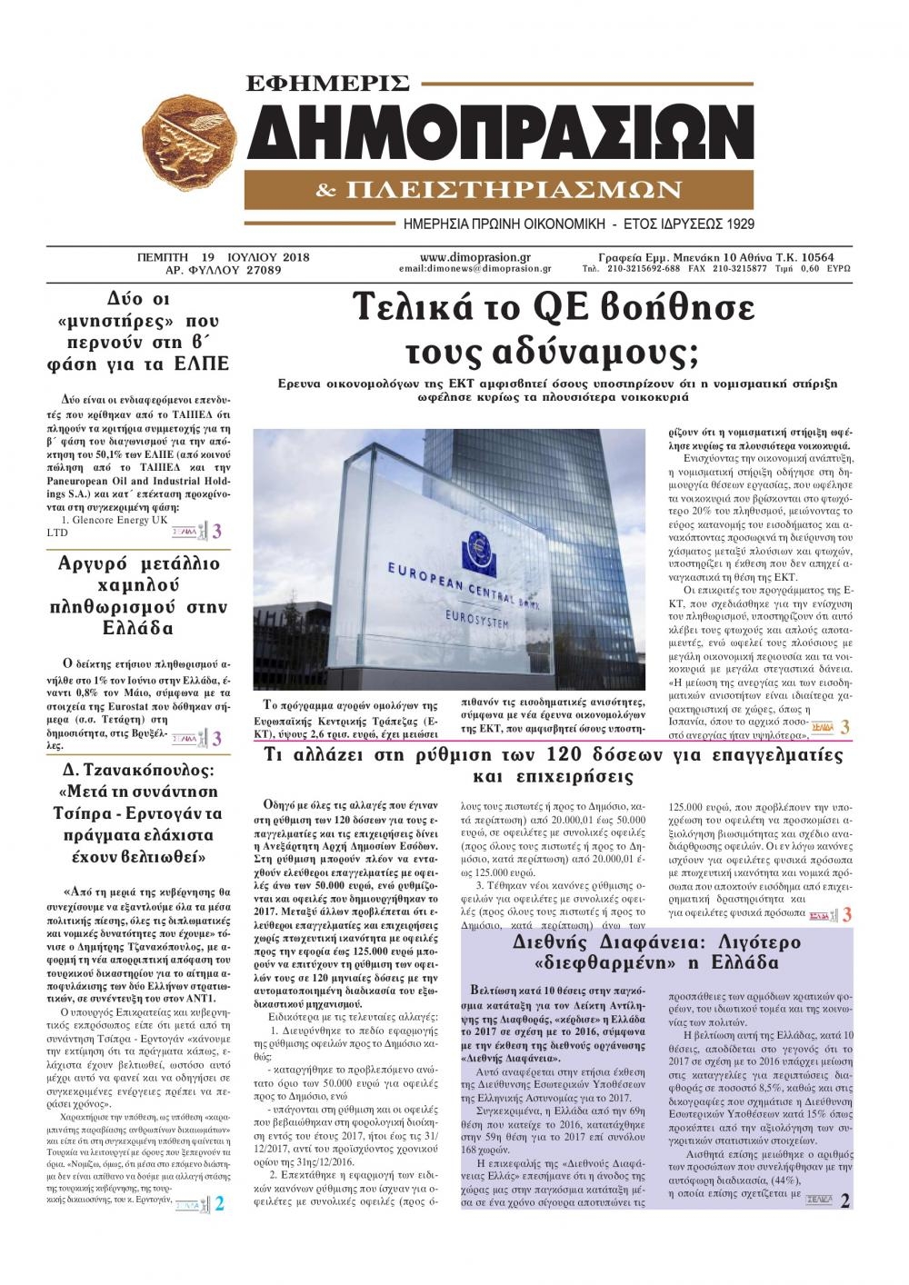 Πρωτοσέλιδο εφημερίδας Δημοπρασιών 04/10/2026