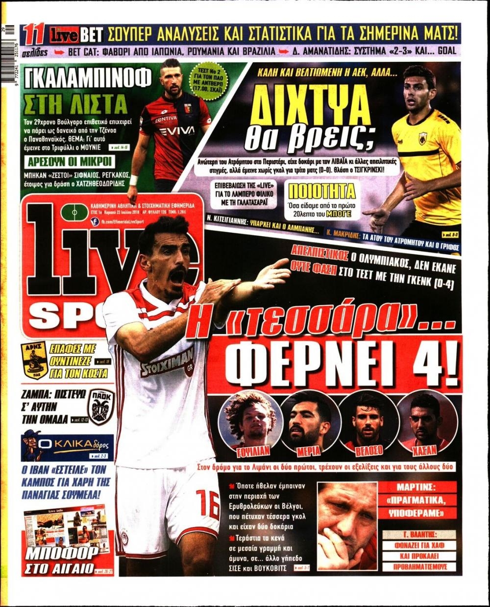 Πρωτοσέλιδο εφημερίδας Livesport 07/10/2026