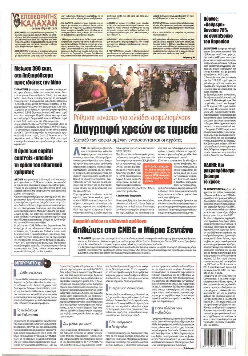 Οπισθόφυλλο εφημερίδας Kontra News 21/09/2026