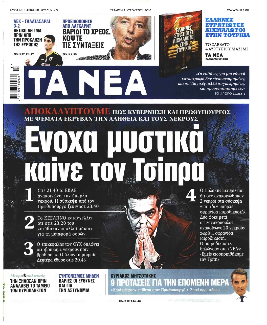 Πρωτοσέλιδο εφημερίδας Τα Νέα 17/10/2026