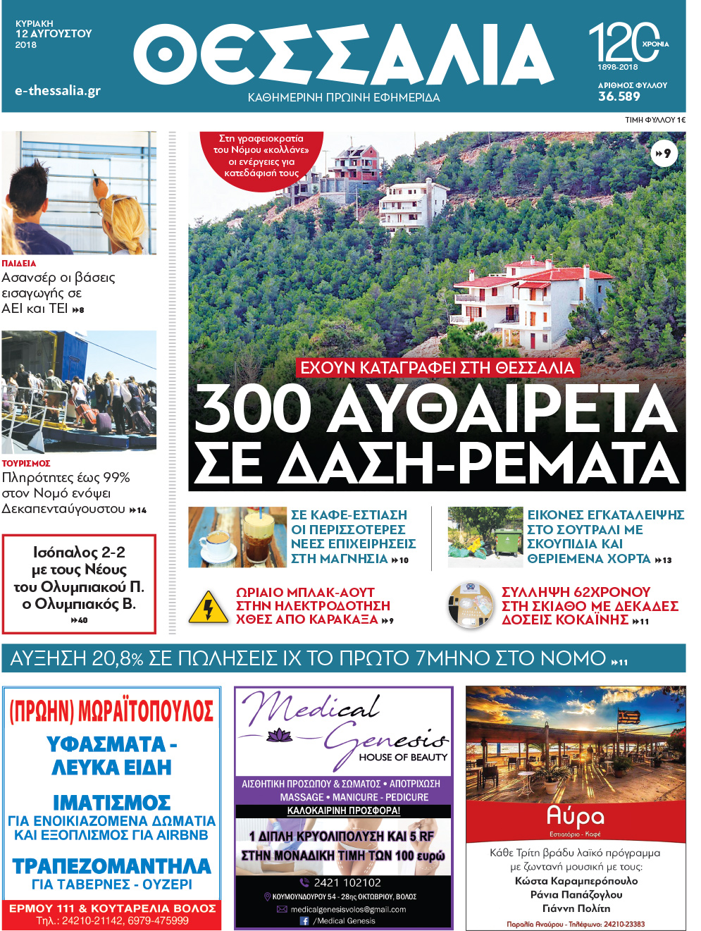 Πρωτοσέλιδο εφημερίδας Θεσσαλία 28/10/2026