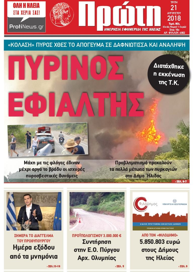 Πρωτοσέλιδο εφημερίδας Πρώτη