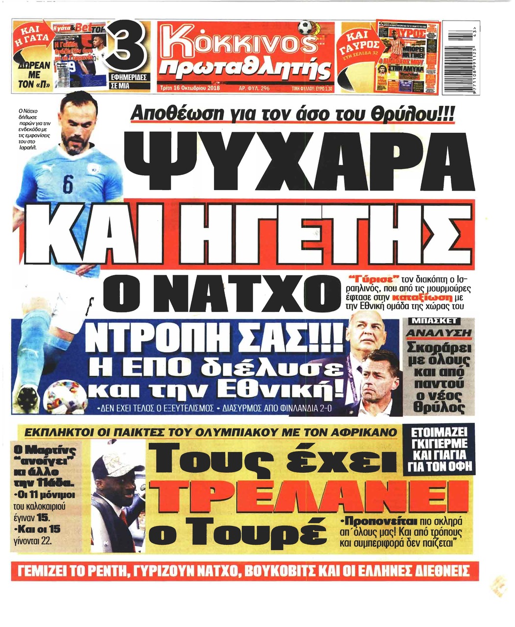 Πρωτοσέλιδο εφημερίδας Κόκκινος Πρωταθλητής