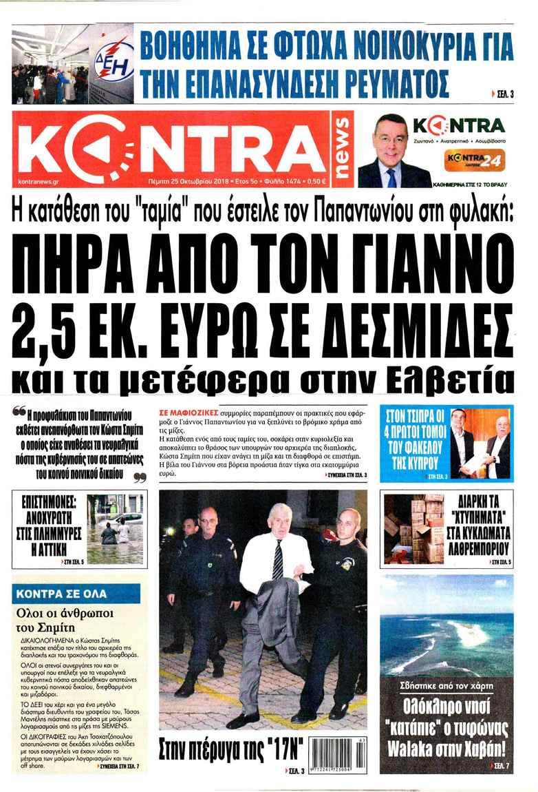 Πρωτοσέλιδο εφημερίδας Kontra News