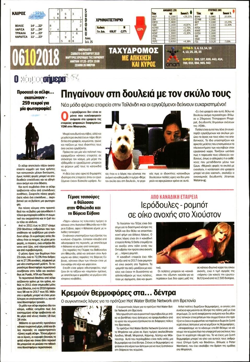 Οπισθόφυλλο εφημερίδας Ταχυδρόμος