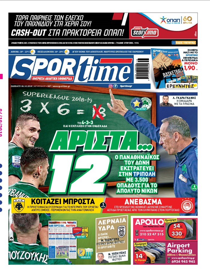Πρωτοσέλιδο εφημερίδας Sportime