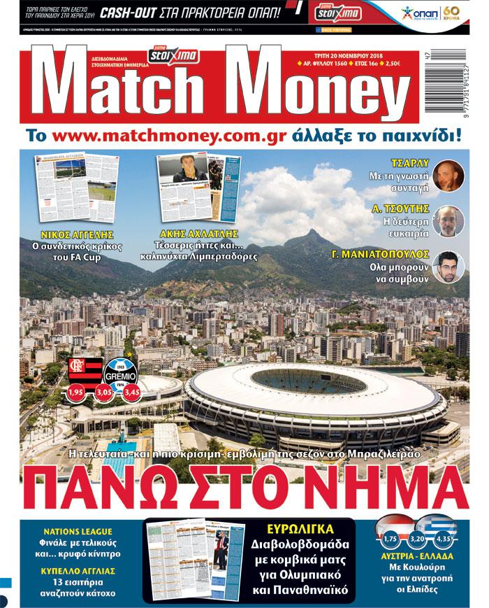 Πρωτοσέλιδο εφημερίδας Matchmoney