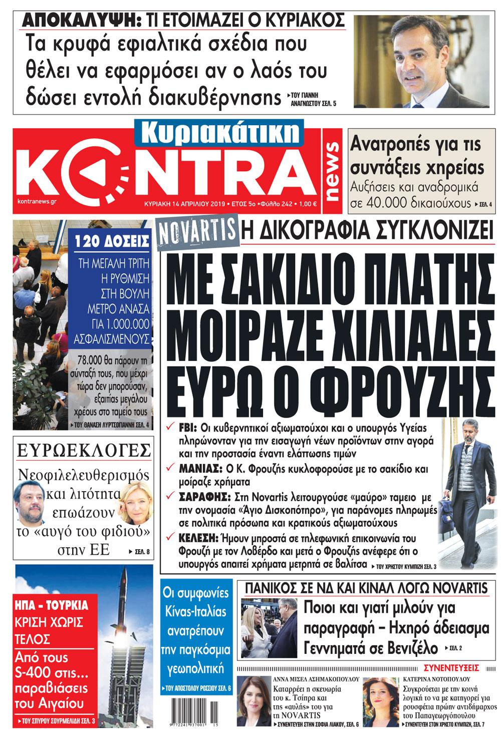 Πρωτοσέλιδο εφημερίδας Kontra News