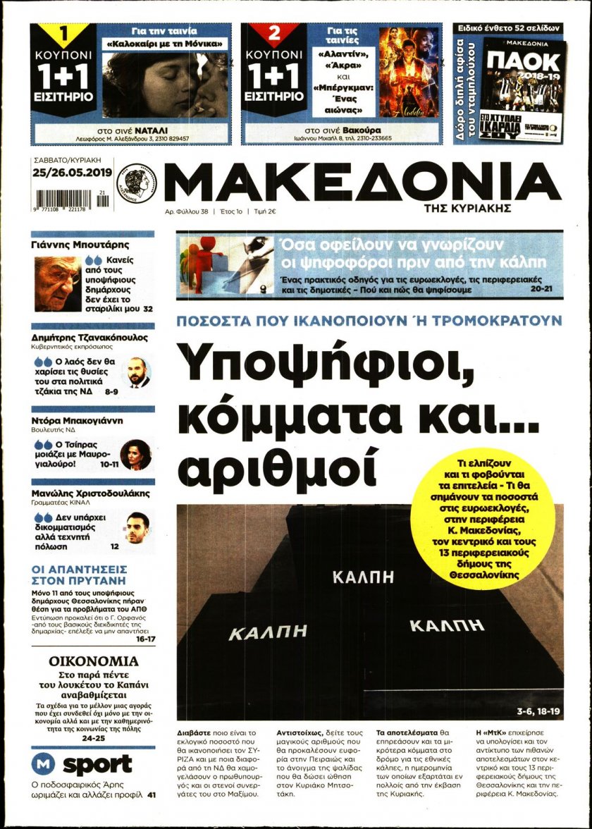 Πρωτοσέλιδο εφημερίδας Μακεδονία