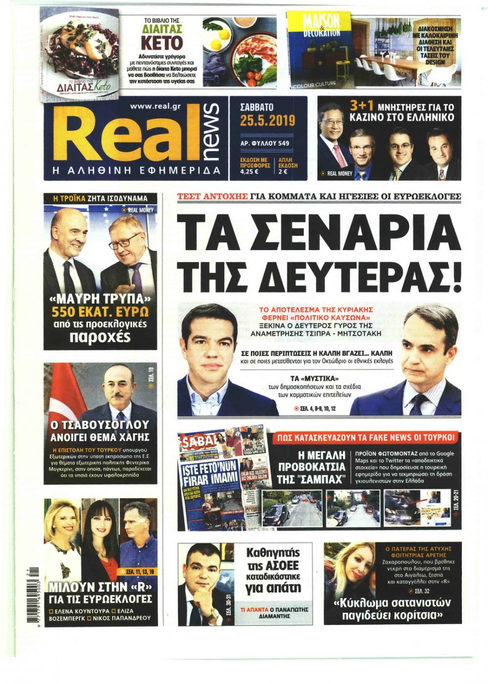 Πρωτοσέλιδο εφημερίδας Real News