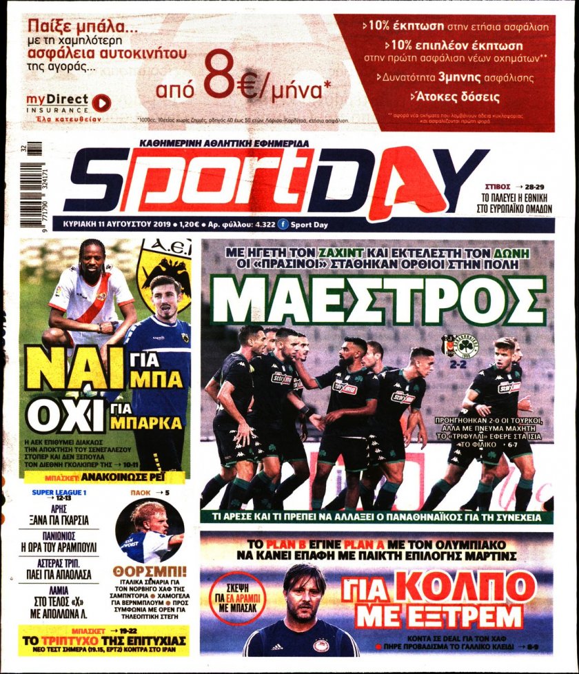 Πρωτοσέλιδο εφημερίδας Sportday