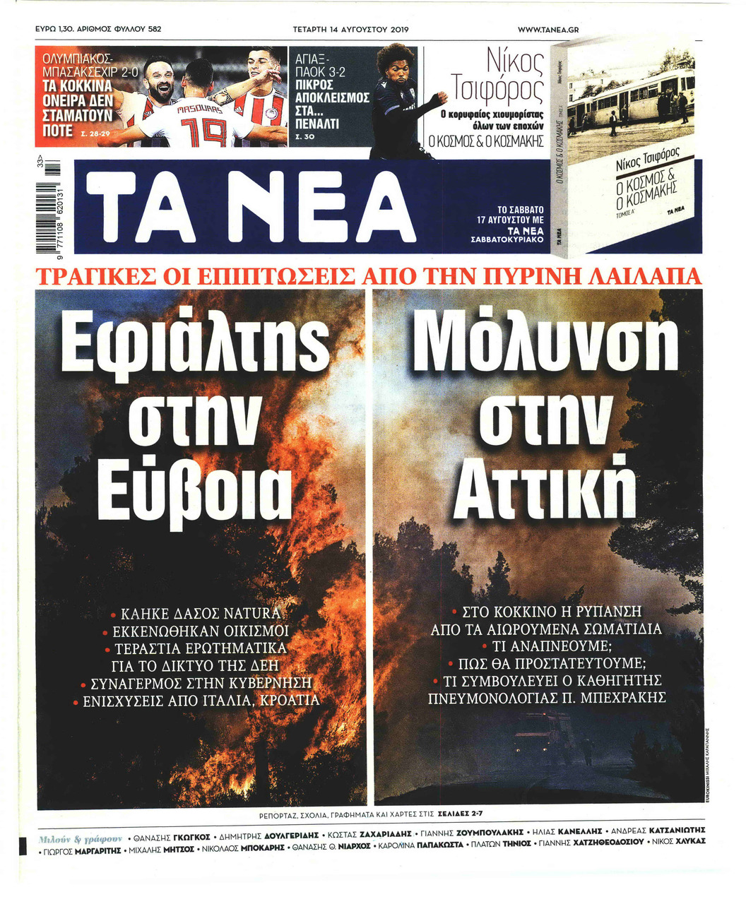 Πρωτοσέλιδο εφημερίδας Τα Νέα