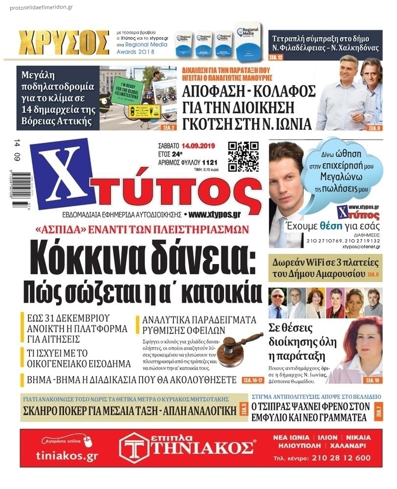 Πρωτοσέλιδο εφημερίδας Χτύπος