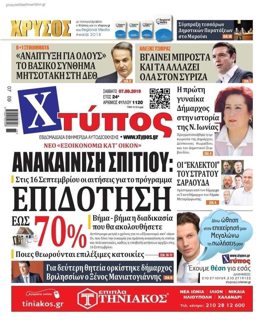 Πρωτοσέλιδο εφημερίδας Χτύπος