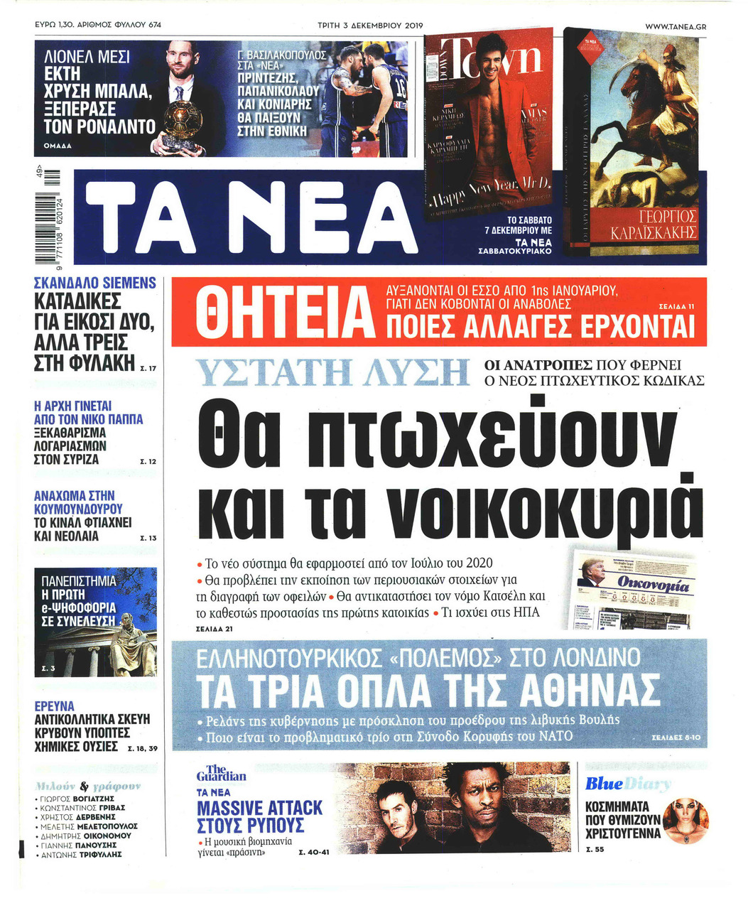 Πρωτοσέλιδο εφημερίδας Τα Νέα