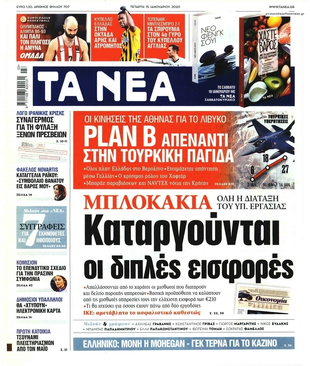 Πρωτοσέλιδο εφημερίδας Τα Νέα