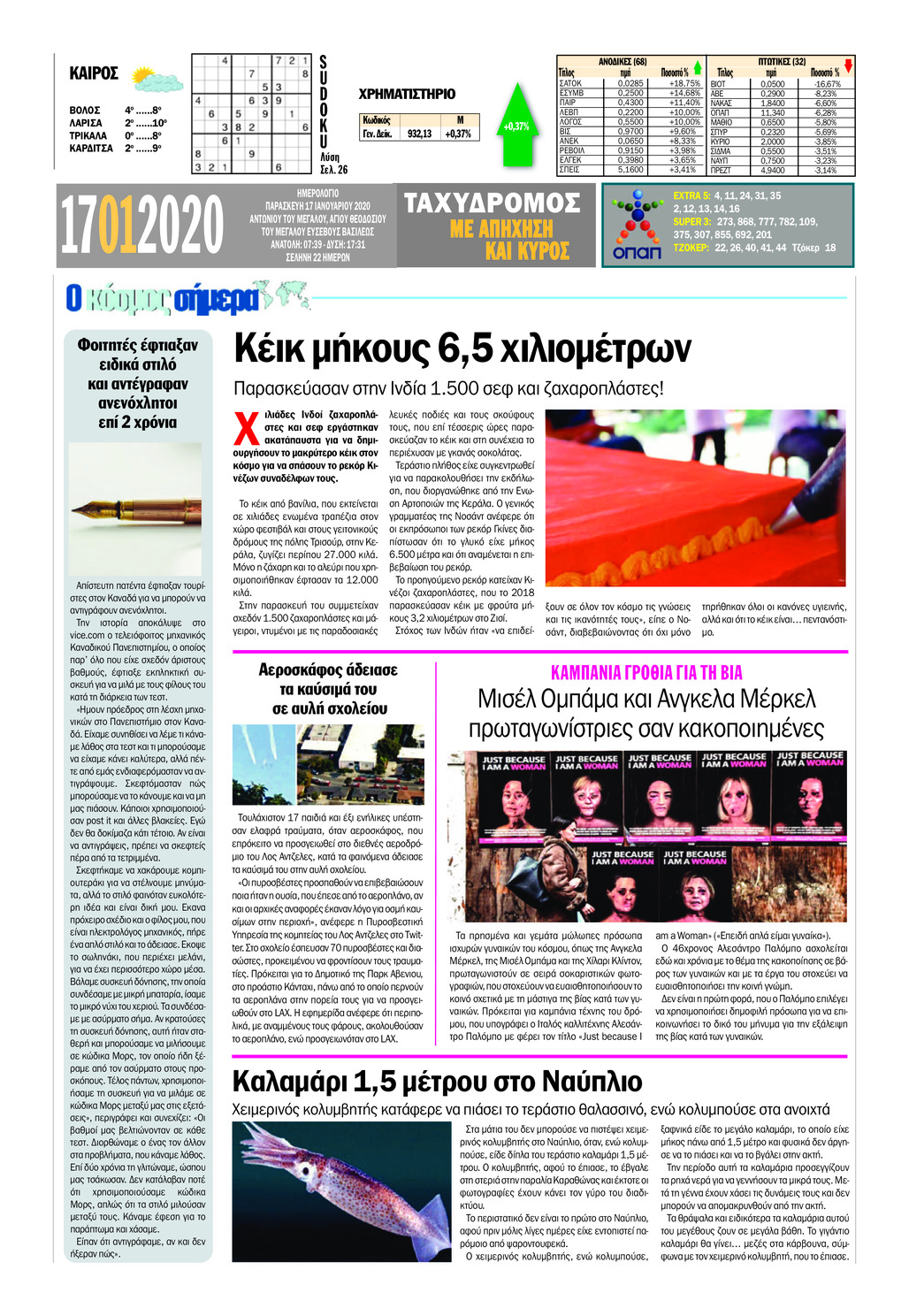 Οπισθόφυλλο εφημερίδας Ταχυδρόμος