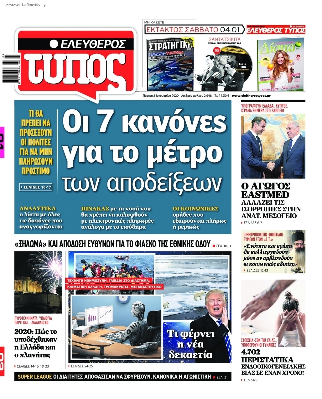 Πρωτοσέλιδο εφημερίδας Ελεύθερος Τύπος