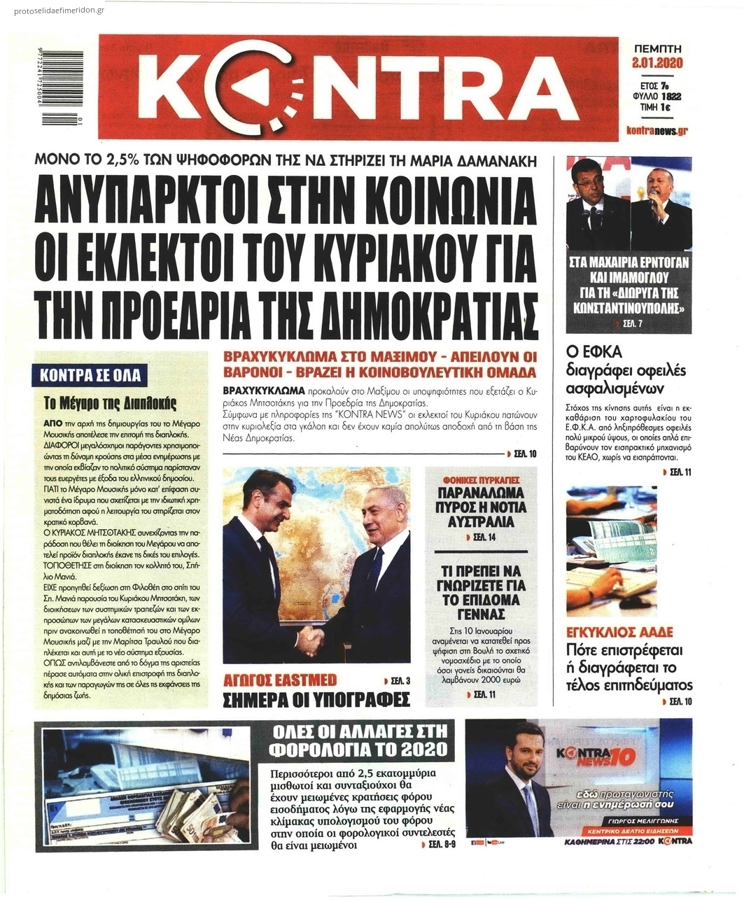 Πρωτοσέλιδο εφημερίδας Kontra News