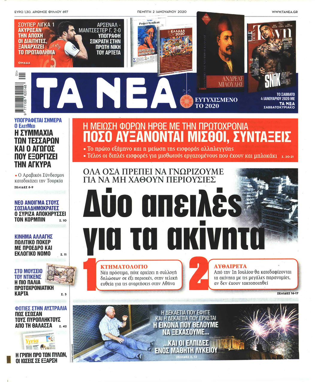 Πρωτοσέλιδο εφημερίδας Τα Νέα