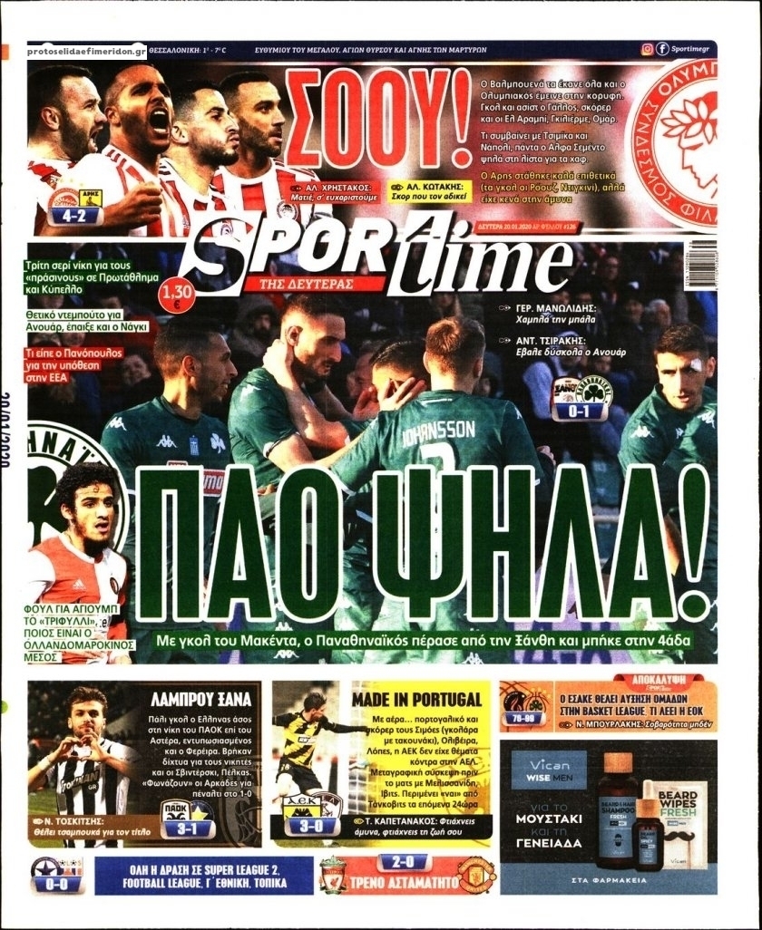 Πρωτοσέλιδο εφημερίδας Sportime