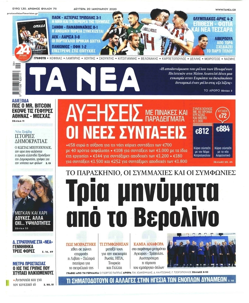 Πρωτοσέλιδο εφημερίδας Τα Νέα