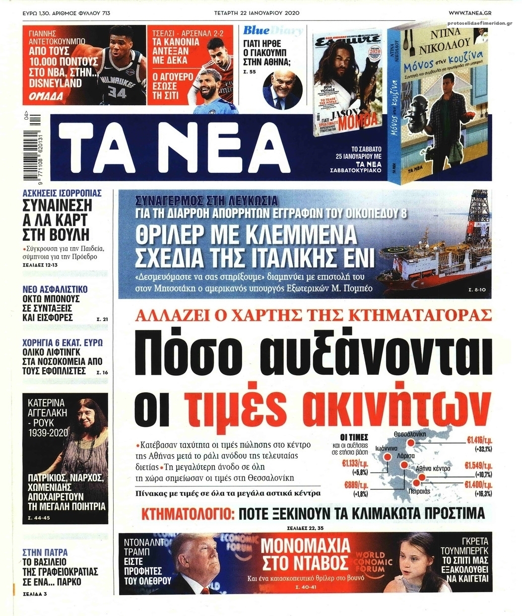 Πρωτοσέλιδο εφημερίδας Τα Νέα