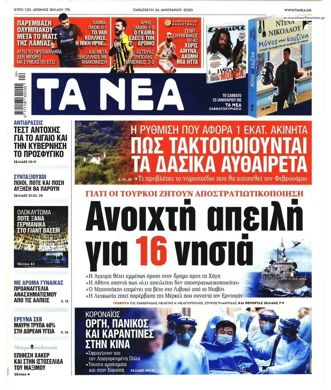 Πρωτοσέλιδο εφημερίδας Τα Νέα