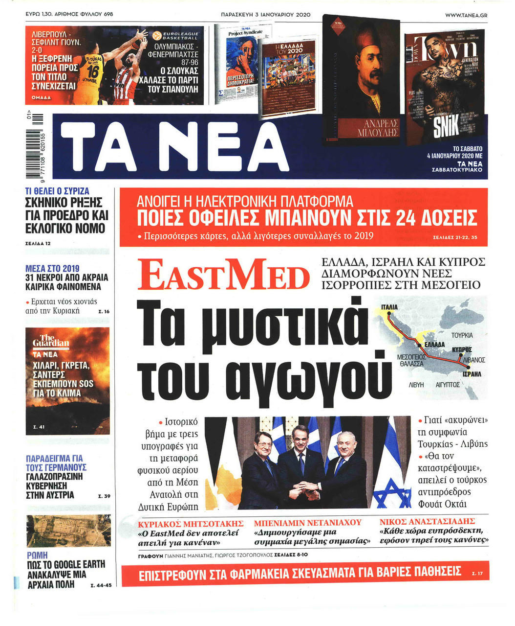 Πρωτοσέλιδο εφημερίδας Τα Νέα