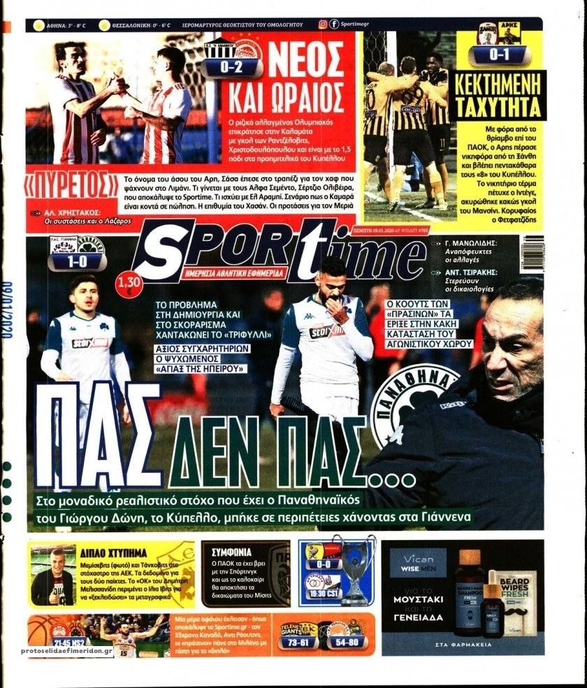 Πρωτοσέλιδο εφημερίδας Sportime