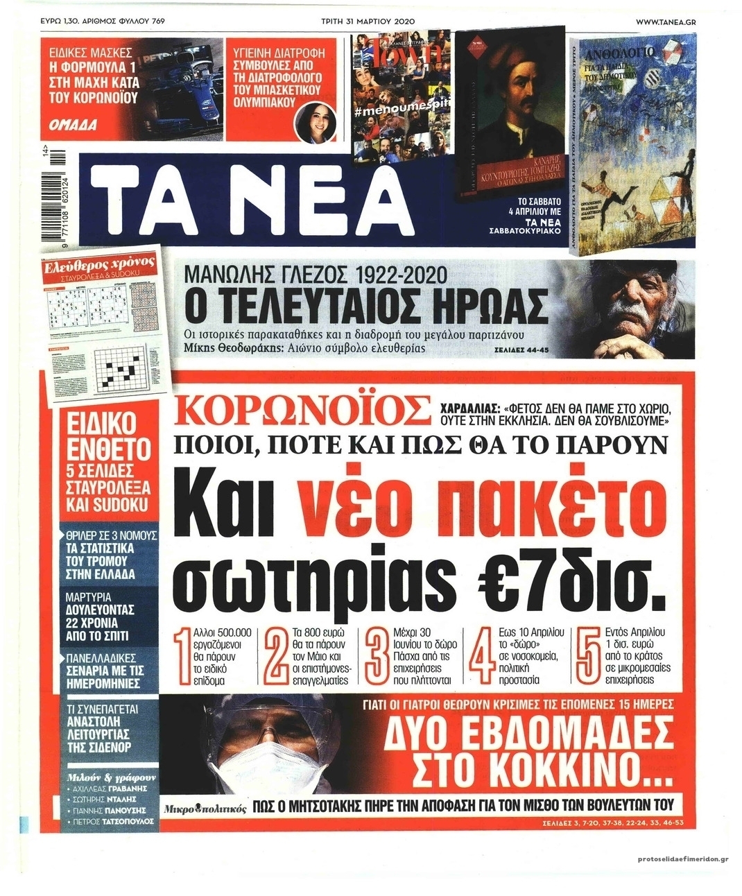 Πρωτοσέλιδο εφημερίδας Τα Νέα