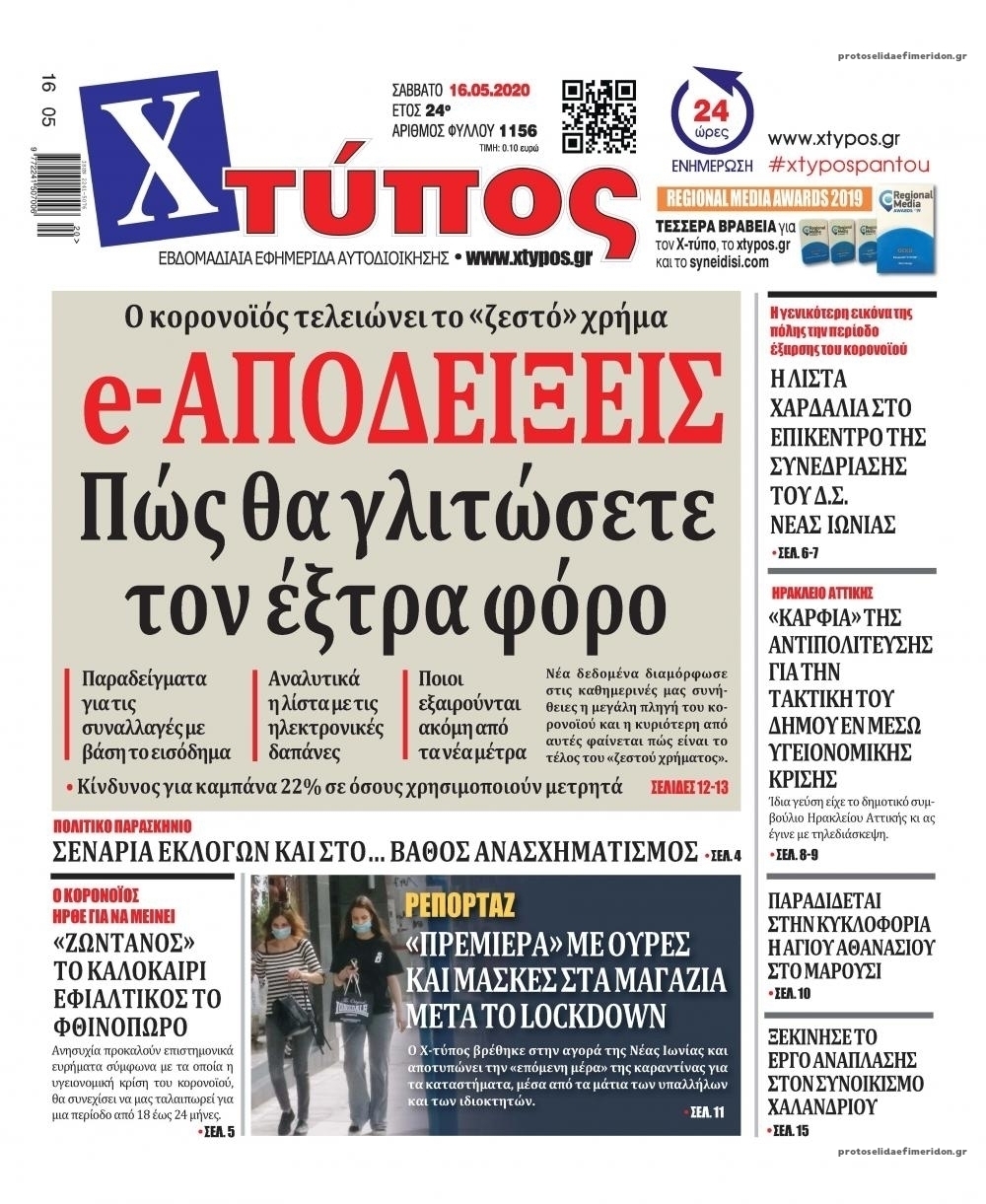 Πρωτοσέλιδο εφημερίδας Χτύπος