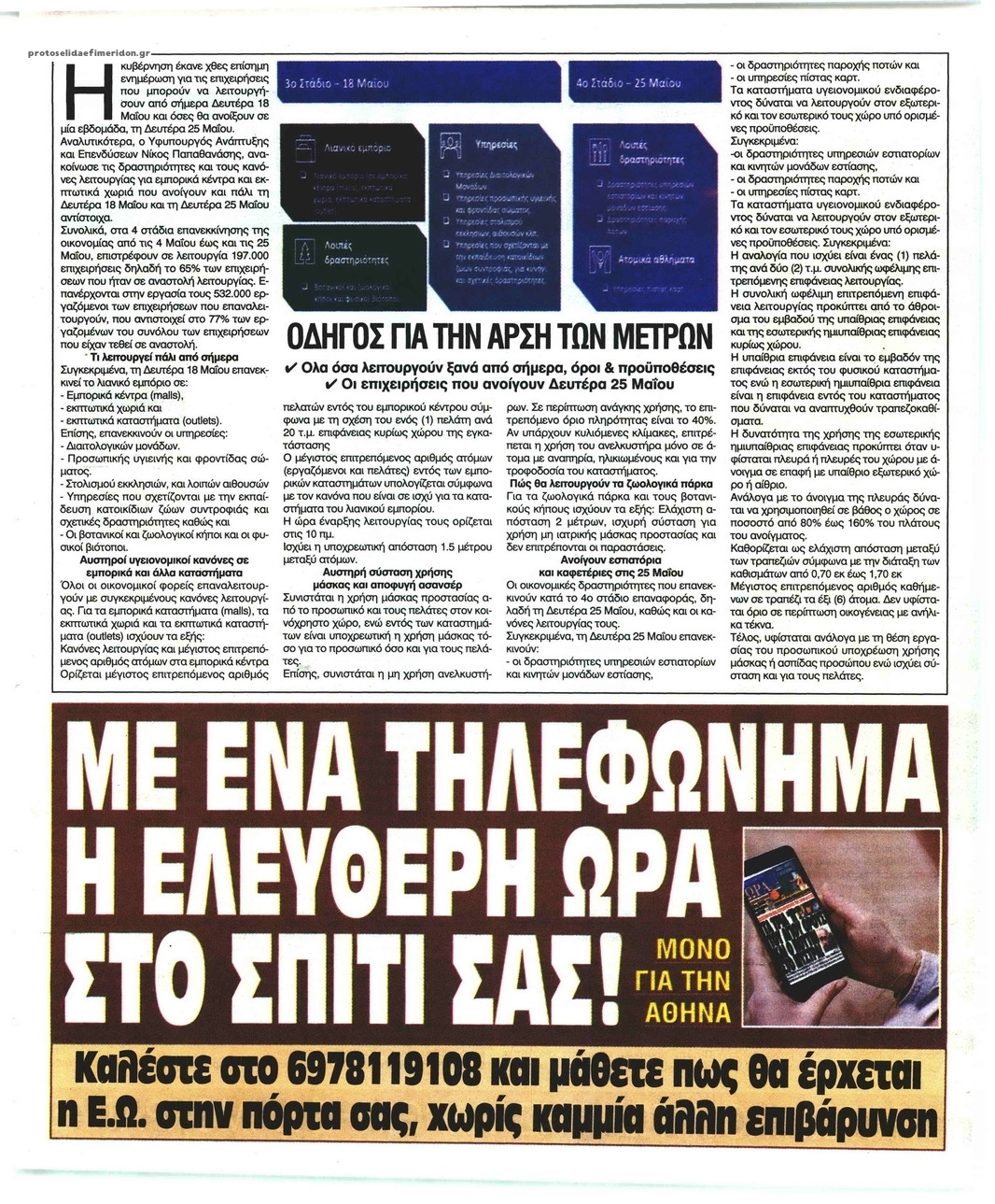 Οπισθόφυλλο εφημερίδας Ελεύθερη Ώρα