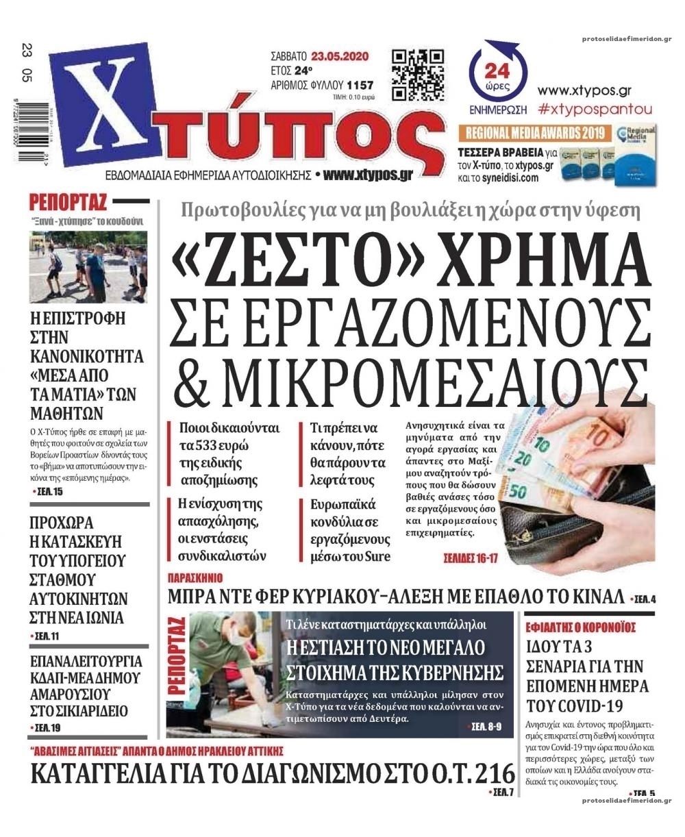 Πρωτοσέλιδο εφημερίδας Χτύπος