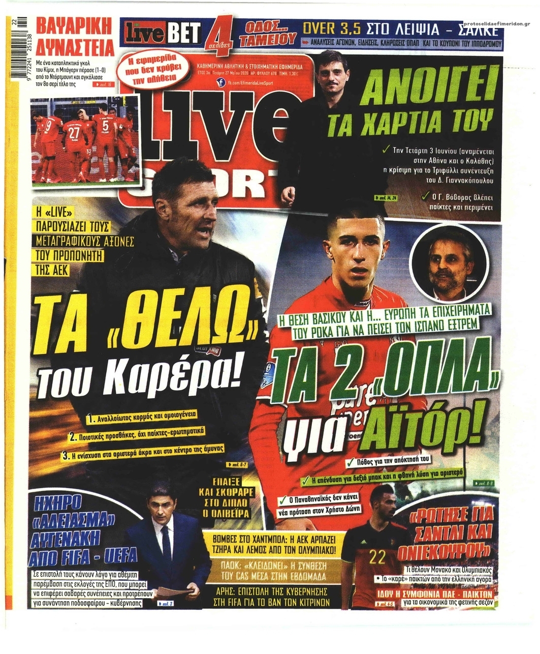 Πρωτοσέλιδο εφημερίδας Livesport