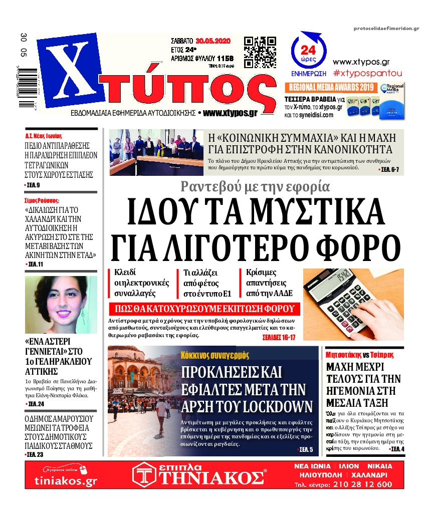 Πρωτοσέλιδο εφημερίδας Χτύπος