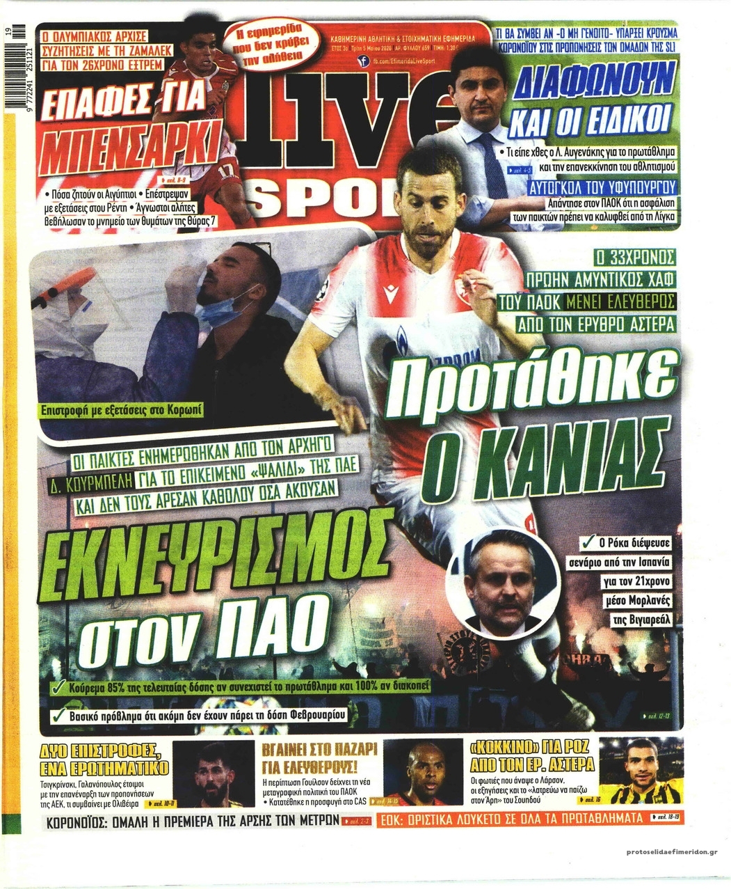 Πρωτοσέλιδο εφημερίδας Livesport