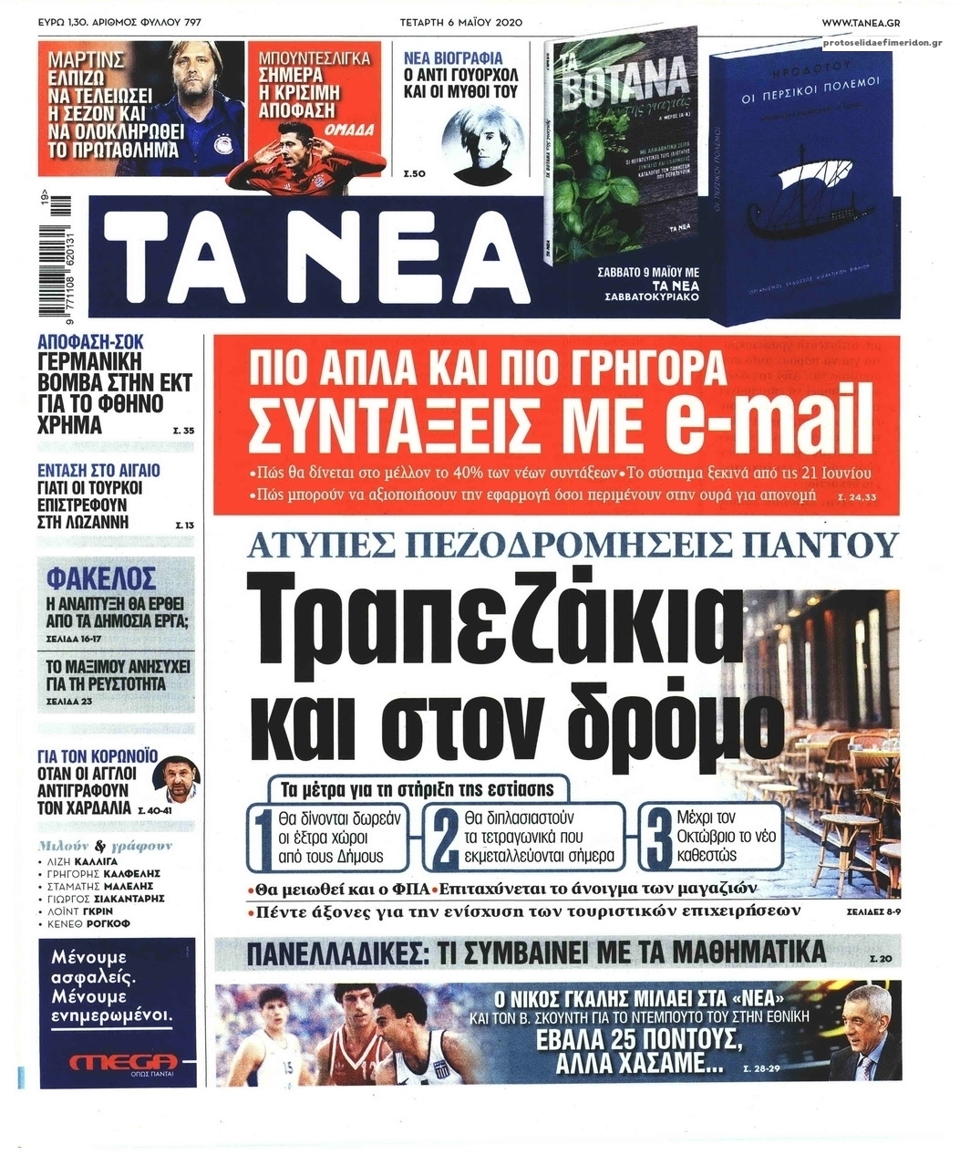 Πρωτοσέλιδο εφημερίδας Τα Νέα