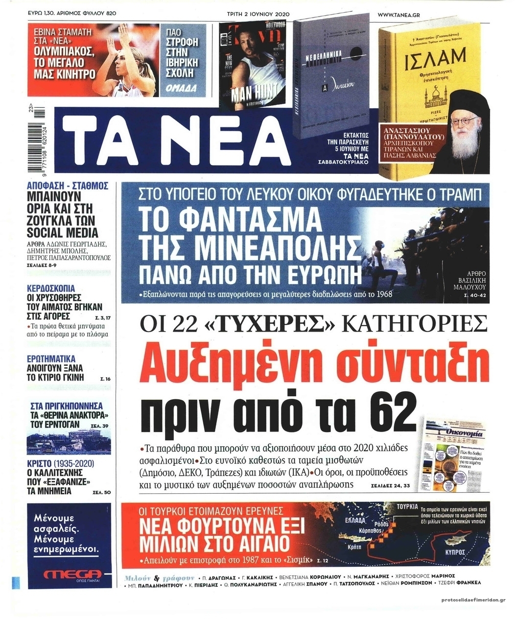 Πρωτοσέλιδο εφημερίδας Τα Νέα