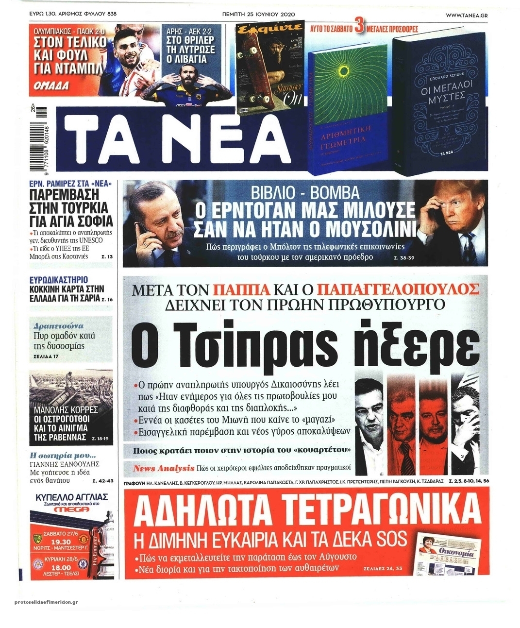 Πρωτοσέλιδο εφημερίδας Τα Νέα