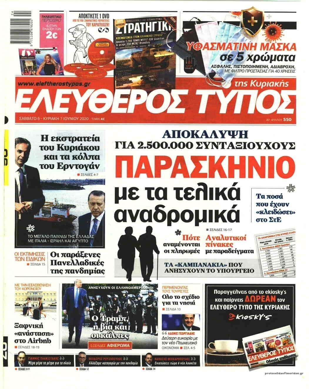 Πρωτοσέλιδο εφημερίδας Ελεύθερος Τύπος