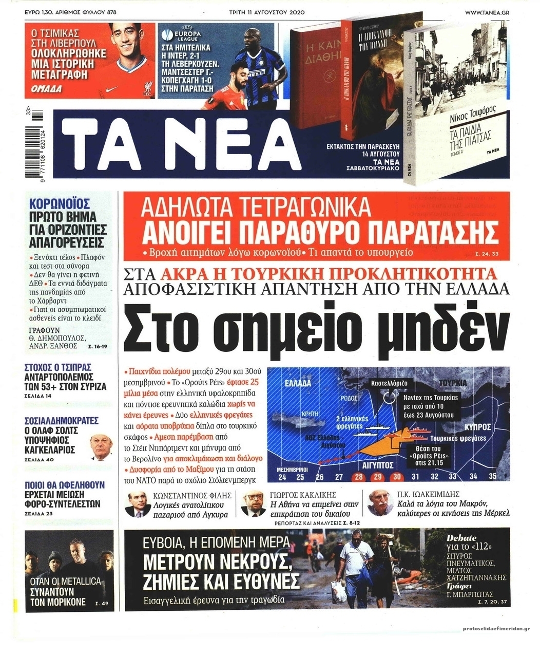 Πρωτοσέλιδο εφημερίδας Τα Νέα