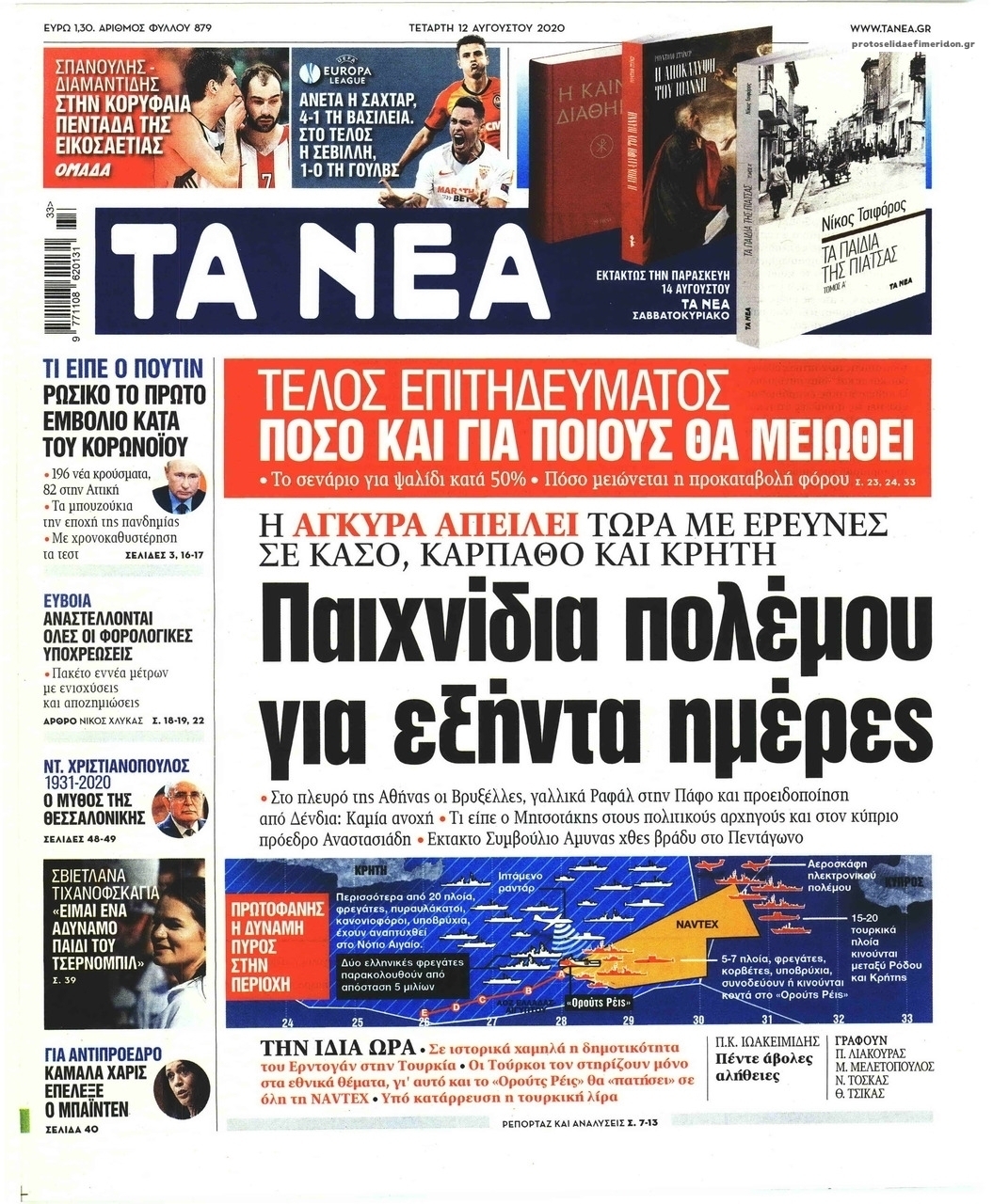 Πρωτοσέλιδο εφημερίδας Τα Νέα