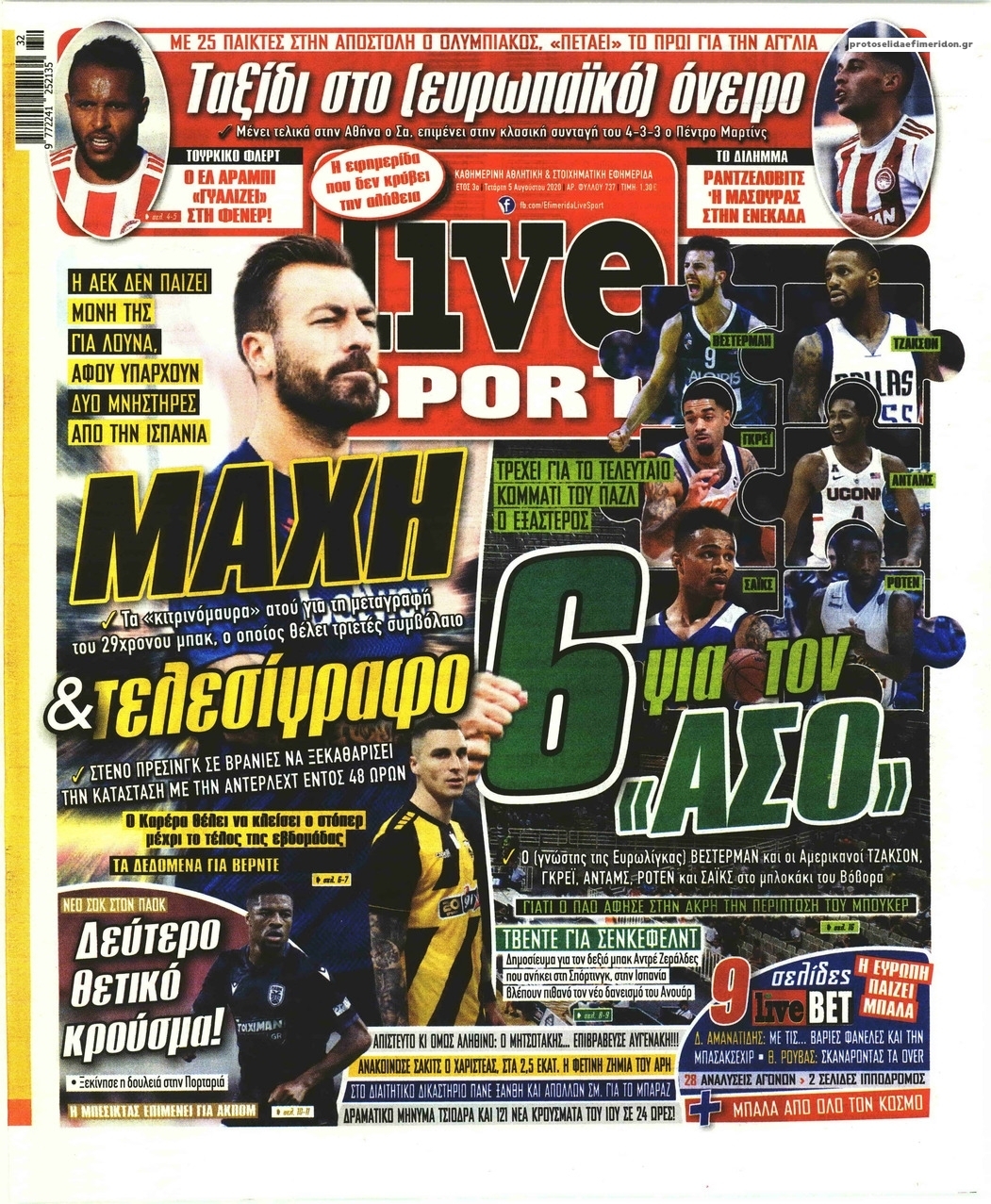 Πρωτοσέλιδο εφημερίδας Livesport